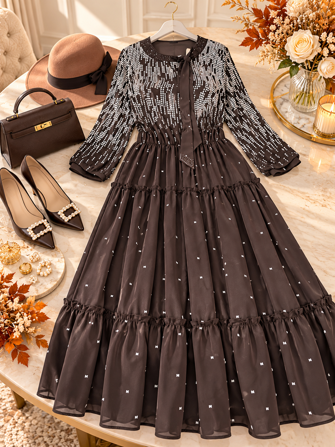 Mocha Dots Dress