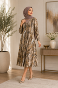 Golden Python Midi Dress