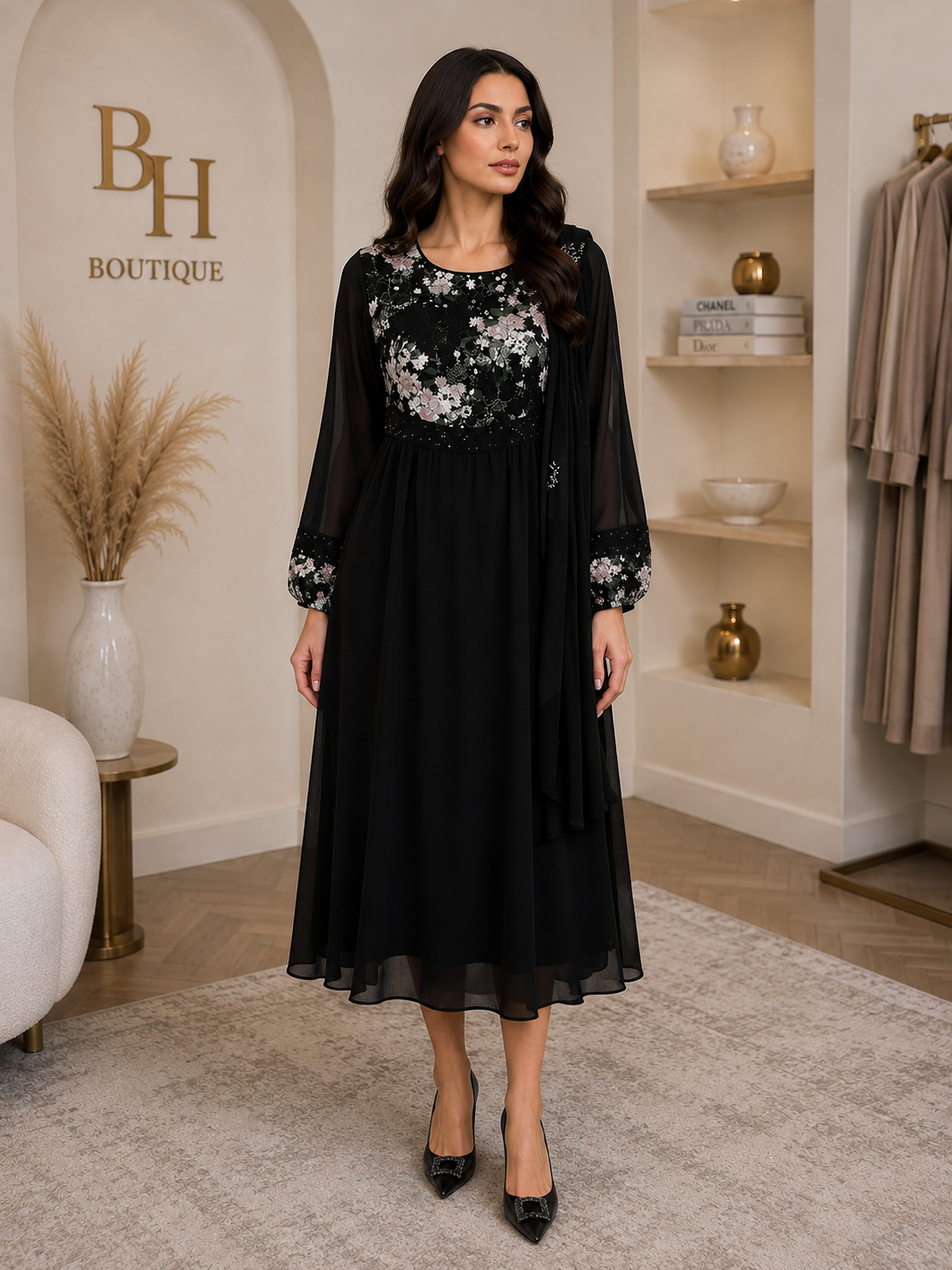 Midnight Blossom Dress by BH Boutiques