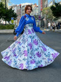Vintage Blue Floral Maxi Dress