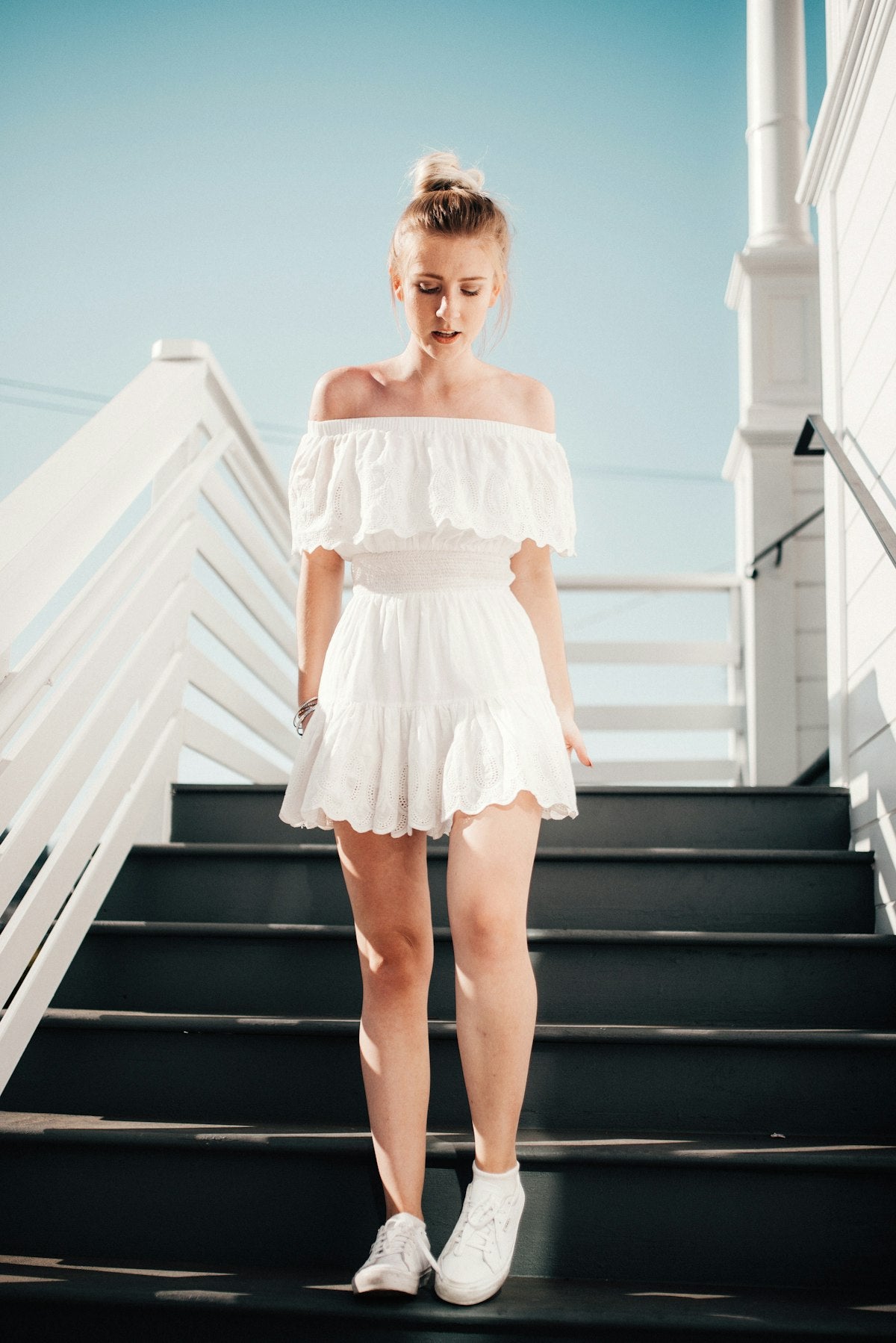 White off-shoulder summer dress